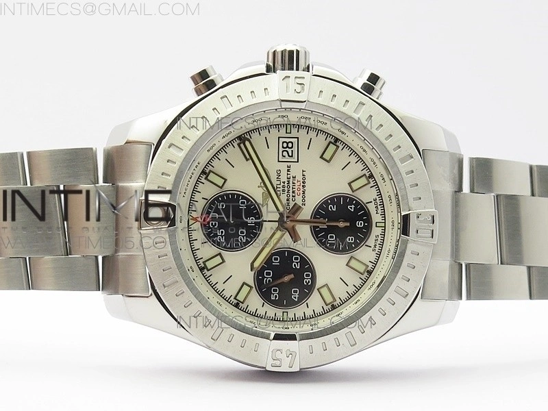 Avenger Chronograph 43mm SS B12F Best Edition White Dial on SS Bracelet A7750