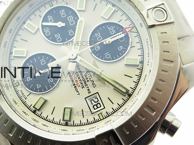Avenger Chronograph 43mm SS B12F Best Edition White Dial on SS Bracelet A7750