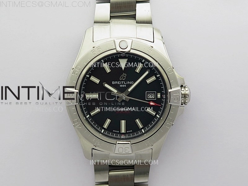 Avenger Chronometer 42mm SS BLSF 1:1 Best Version Black Dial On SS Bracelet A2824