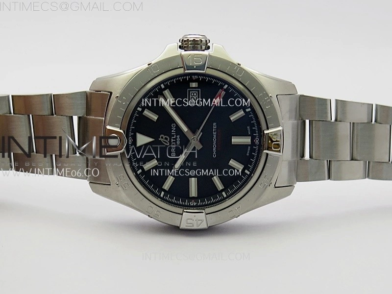 Avenger Chronometer 42mm SS BLSF 1:1 Best Version Black Dial On SS Bracelet A2824
