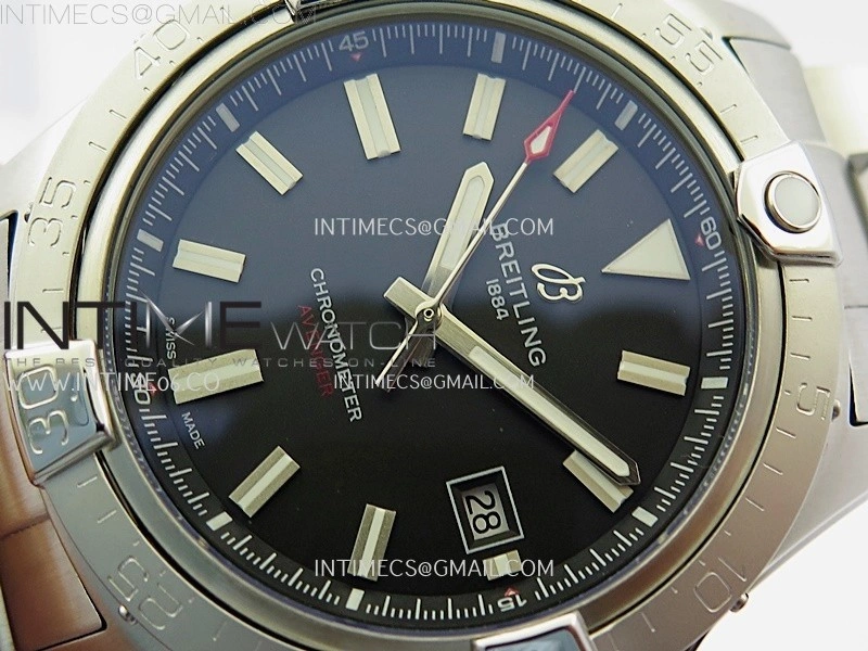 Avenger Chronometer 42mm SS BLSF 1:1 Best Version Black Dial On SS Bracelet A2824