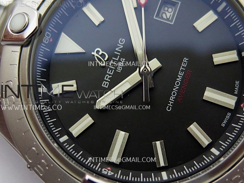 Avenger Chronometer 42mm SS BLSF 1:1 Best Version Black Dial On SS Bracelet A2824