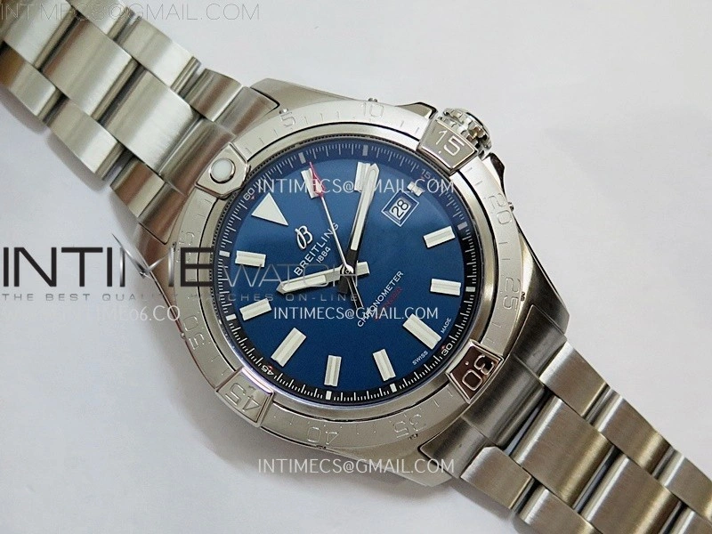 Avenger Chronometer 42mm SS BLSF 1:1 Best Version Blue Dial On SS Bracelet A2824
