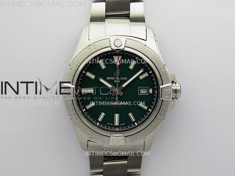 Avenger Chronometer 42mm SS BLSF 1:1 Best Version Green Dial On SS Bracelet A2824