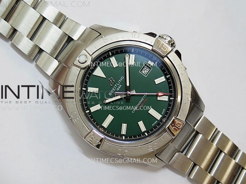 Avenger Chronometer 42mm SS BLSF 1:1 Best Version Green Dial On SS Bracelet A2824
