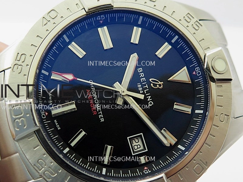 Avenger Chronometer 44mm SS B50 Best Version Black Dial On SS Bracelet A2836