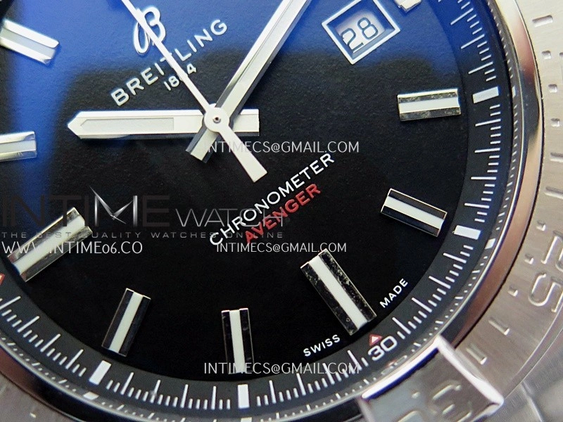 Avenger Chronometer 44mm SS B50 Best Version Black Dial On SS Bracelet A2836