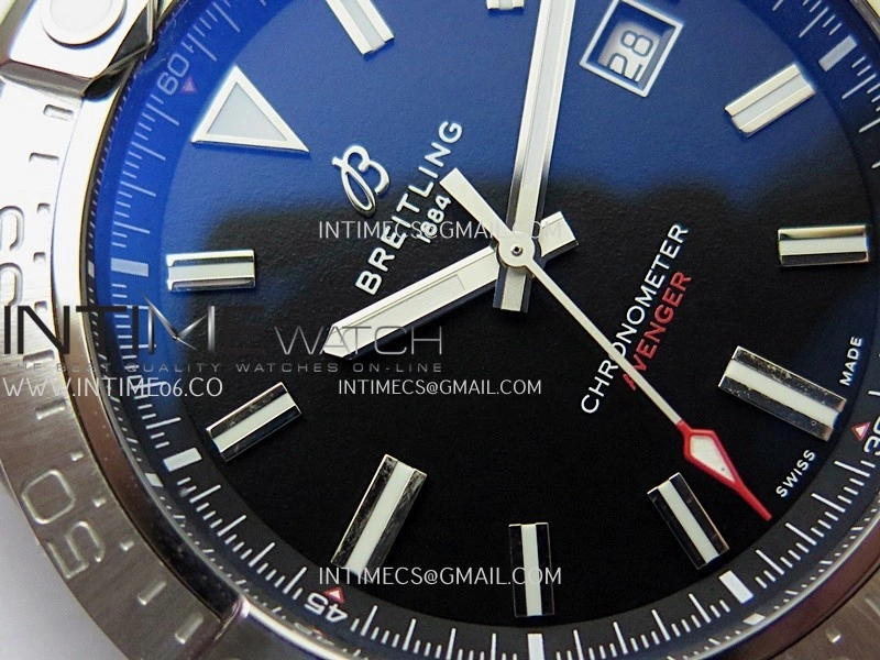 Avenger Chronometer 44mm SS B50 Best Version Black Dial On SS Bracelet A2836
