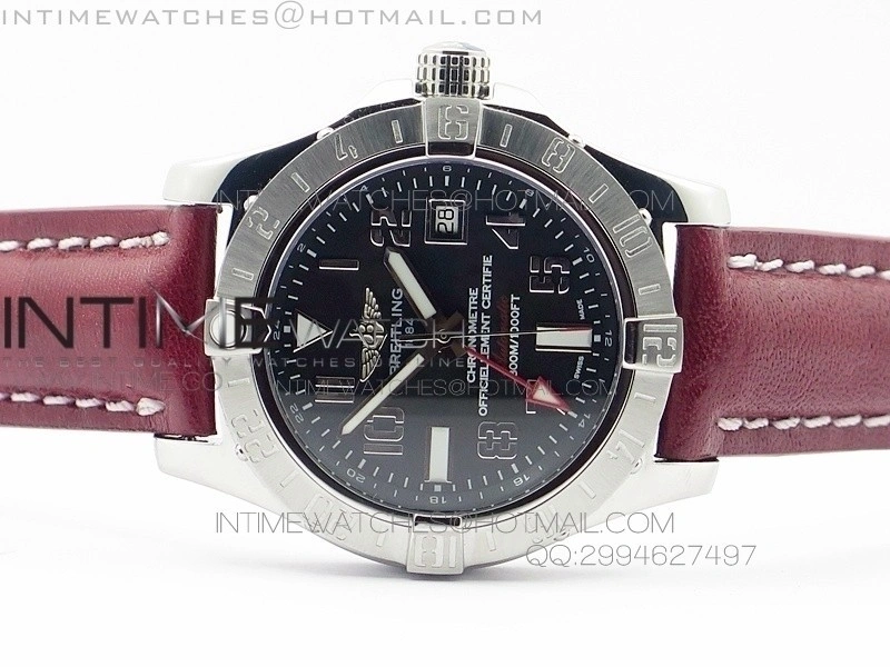 Avenger GMT SS Black Numeral Marker Dial on Leather strap A2836