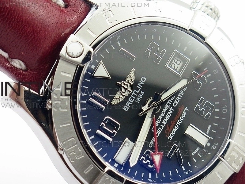 Avenger GMT SS Black Numeral Marker Dial on Leather strap A2836