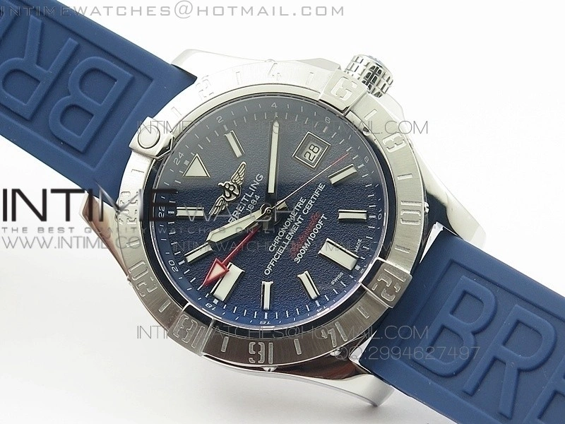 Avenger GMT SS Blue Sticks Marker Dial on Rubber strap A2836