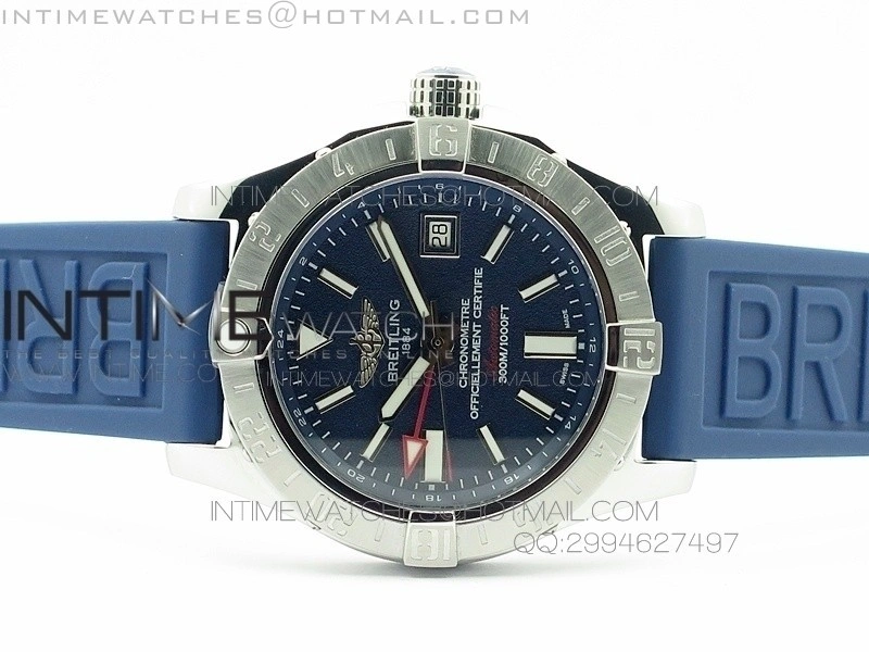 Avenger GMT SS Blue Sticks Marker Dial on Rubber strap A2836