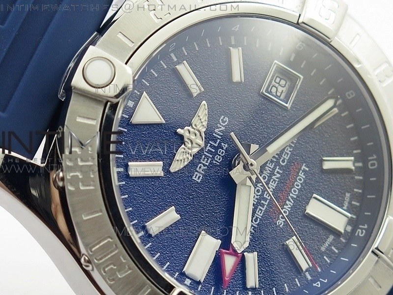 Avenger GMT SS Blue Sticks Marker Dial on Rubber strap A2836