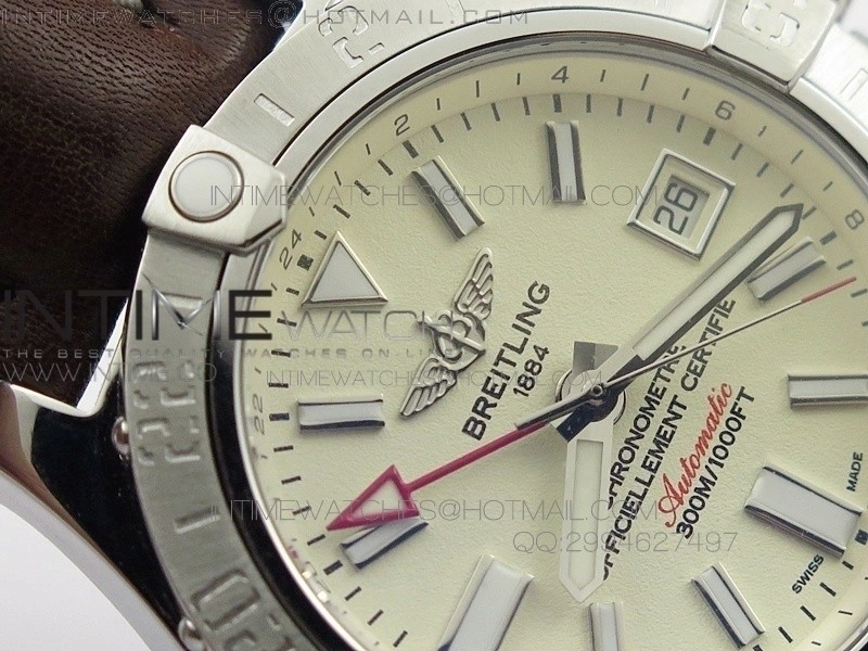 Avenger GMT SS White Stick Marker Dial on Leather strap A2836