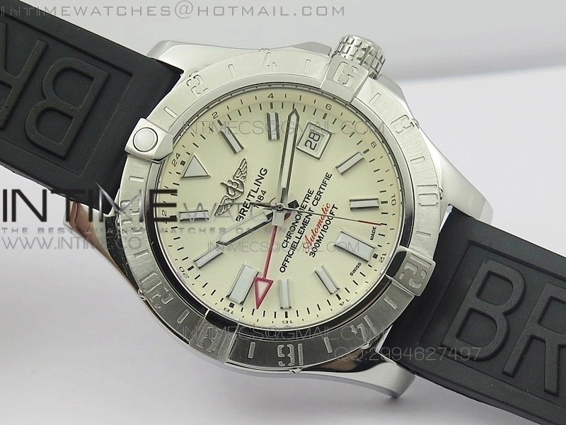 Avenger GMT SS White Sticks Marker Dial on Rubber strap A2836
