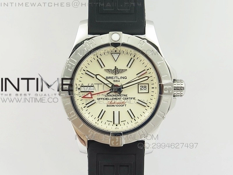 Avenger GMT SS White Sticks Marker Dial on Rubber strap A2836