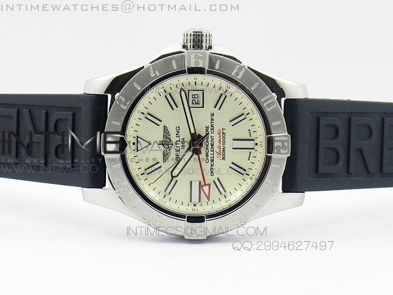 Avenger GMT SS White Sticks Marker Dial on Rubber strap A2836