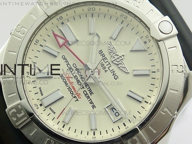 Avenger GMT SS White Sticks Marker Dial on Rubber strap A2836