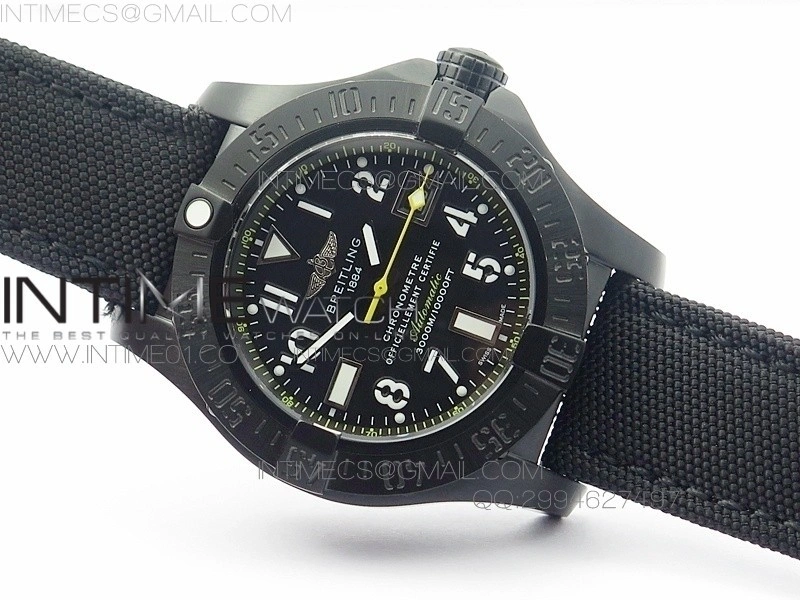 Avenger II Seawolf PVD Black Dial Yellow Markers on Black Nylon Strap A2836
