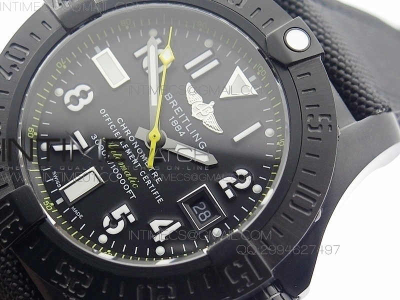Avenger II Seawolf PVD Black Dial Yellow Markers on Black Nylon Strap A2836