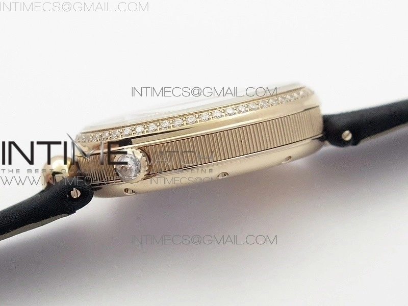 Reine de Naples 8918BB RG ZF 1:1 Best Edition White MOP Dial Diamonds Bezel on Black Fabric Strap A537