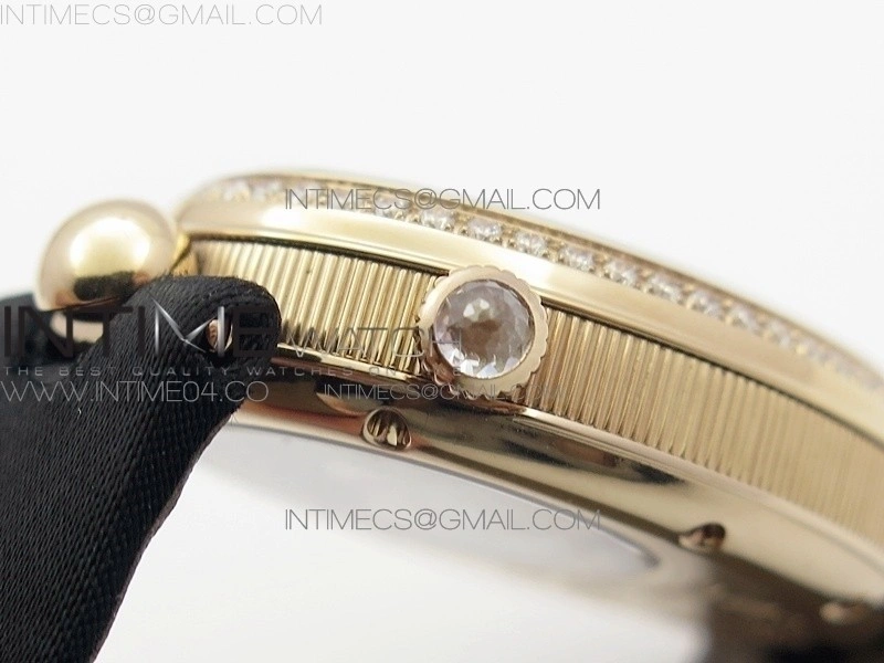 Reine de Naples 8918BB RG ZF 1:1 Best Edition White MOP Dial Diamonds Bezel on Black Fabric Strap A537