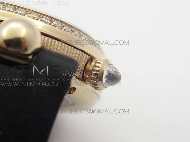 Reine de Naples 8918BB RG ZF 1:1 Best Edition White MOP Dial Diamonds Bezel on Black Fabric Strap A537
