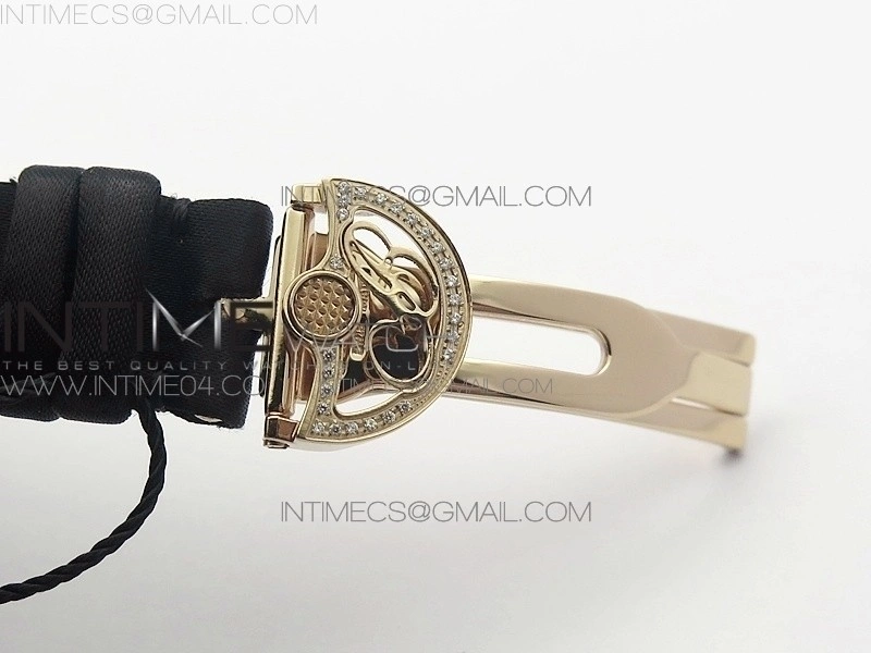 Reine de Naples 8918BB RG ZF 1:1 Best Edition White MOP Dial Diamonds Bezel on Black Fabric Strap A537