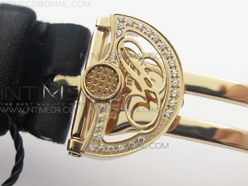 Reine de Naples 8918BB RG ZF 1:1 Best Edition White MOP Dial Diamonds Bezel on Black Fabric Strap A537