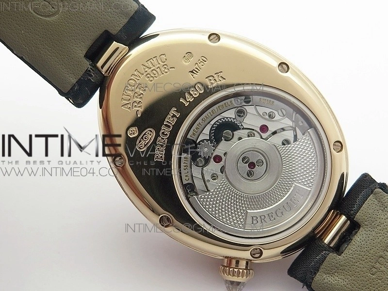Reine de Naples 8918BB RG ZF 1:1 Best Edition White MOP Dial Diamonds Bezel on Black Fabric Strap A537