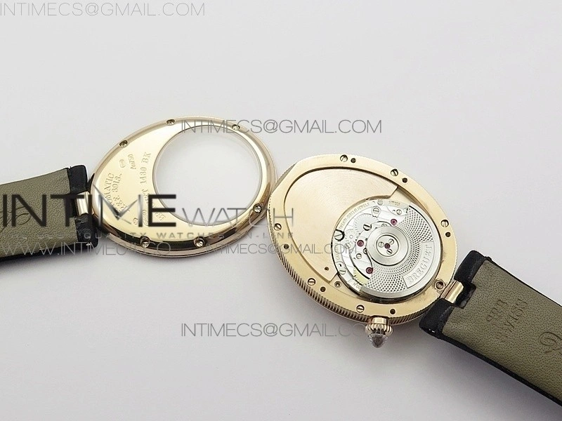Reine de Naples 8918BB RG ZF 1:1 Best Edition White MOP Dial Diamonds Bezel on Black Fabric Strap A537