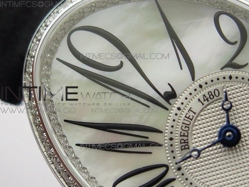 Reine de Naples 8918BB SS ZF 1:1 Best Edition White MOP Dial Diamonds Bezel on Black Fabric Strap A537