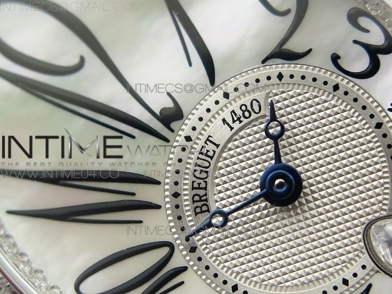 Reine de Naples 8918BB SS ZF 1:1 Best Edition White MOP Dial Diamonds Bezel on Black Fabric Strap A537