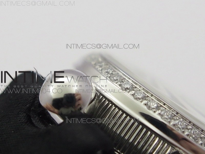 Reine de Naples 8918BB SS ZF 1:1 Best Edition White MOP Dial Diamonds Bezel on Black Fabric Strap A537