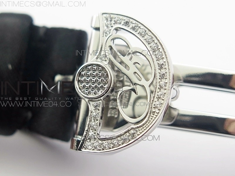 Reine de Naples 8918BB SS ZF 1:1 Best Edition White MOP Dial Diamonds Bezel on Black Fabric Strap A537