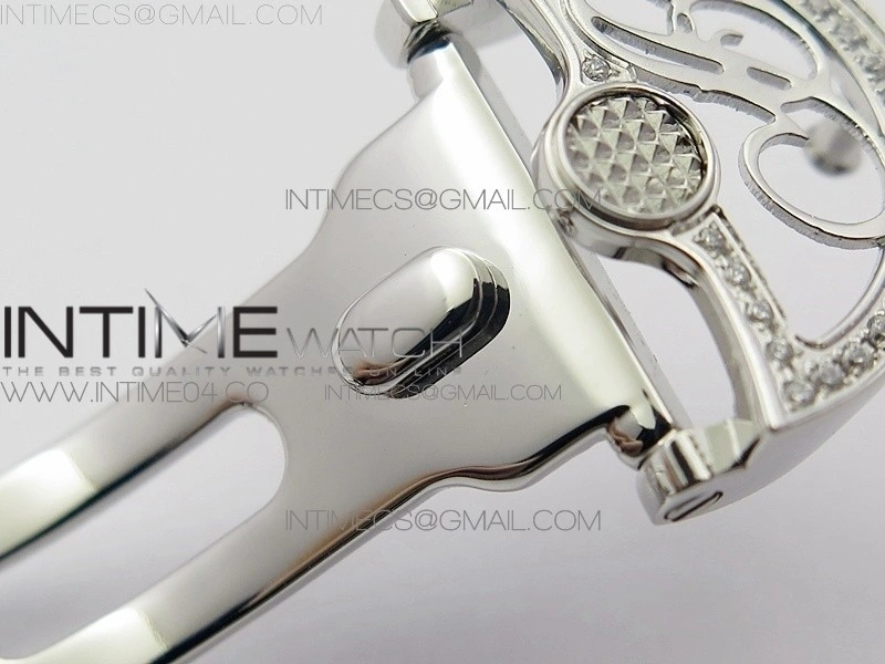 Reine de Naples 8918BB SS ZF 1:1 Best Edition White MOP Dial Diamonds Bezel on Black Fabric Strap A537