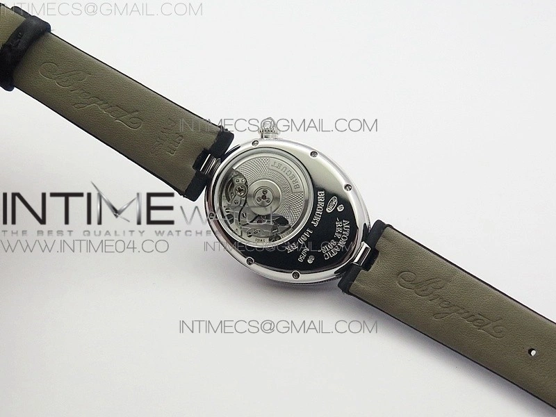 Reine de Naples 8918BB SS ZF 1:1 Best Edition White MOP Dial Diamonds Bezel on Black Fabric Strap A537