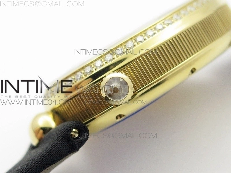 Reine de Naples 8918BB YG ZF 1:1 Best Edition White MOP Dial Diamonds Bezel on Black Fabric Strap A537
