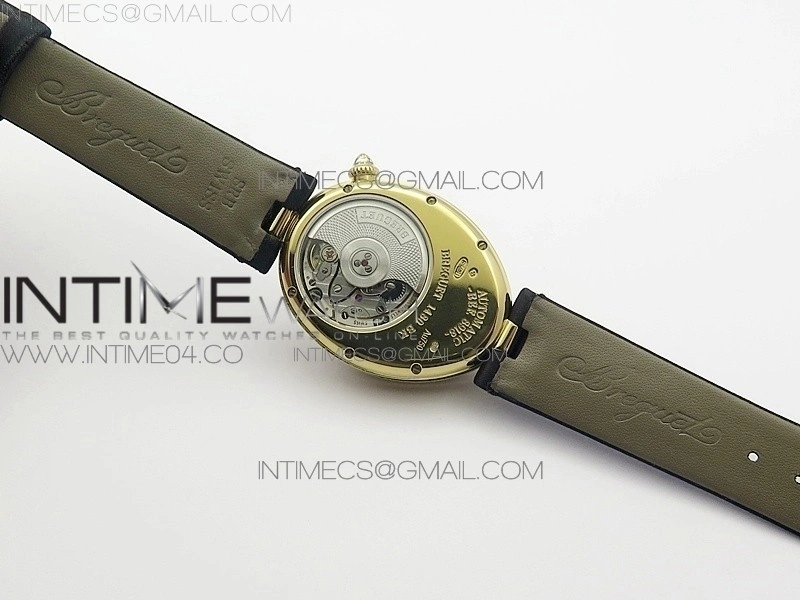 Reine de Naples 8918BB YG ZF 1:1 Best Edition White MOP Dial Diamonds Bezel on Black Fabric Strap A537