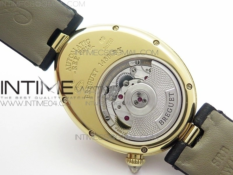 Reine de Naples 8918BB YG ZF 1:1 Best Edition White MOP Dial Diamonds Bezel on Black Fabric Strap A537
