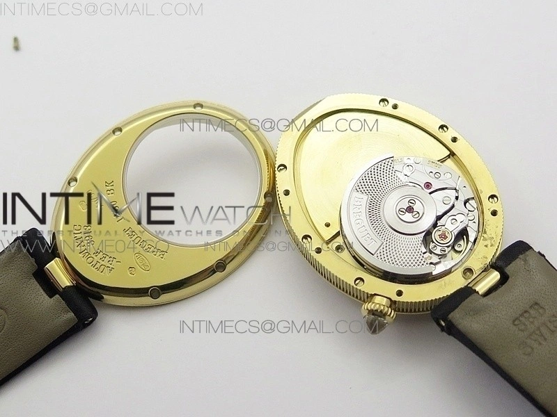 Reine de Naples 8918BB YG ZF 1:1 Best Edition White MOP Dial Diamonds Bezel on Black Fabric Strap A537