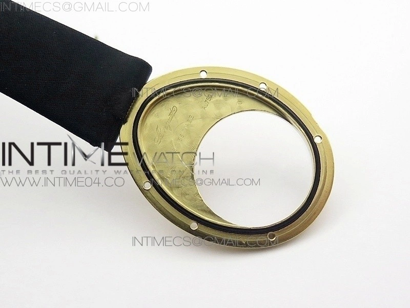 Reine de Naples 8918BB YG ZF 1:1 Best Edition White MOP Dial Diamonds Bezel on Black Fabric Strap A537