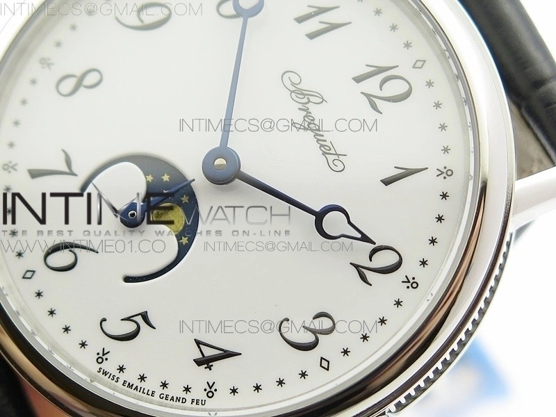 BG 9087BB Moonphase SS 1:1 Best Edition White Dial on Black Leather Strap Cal.770