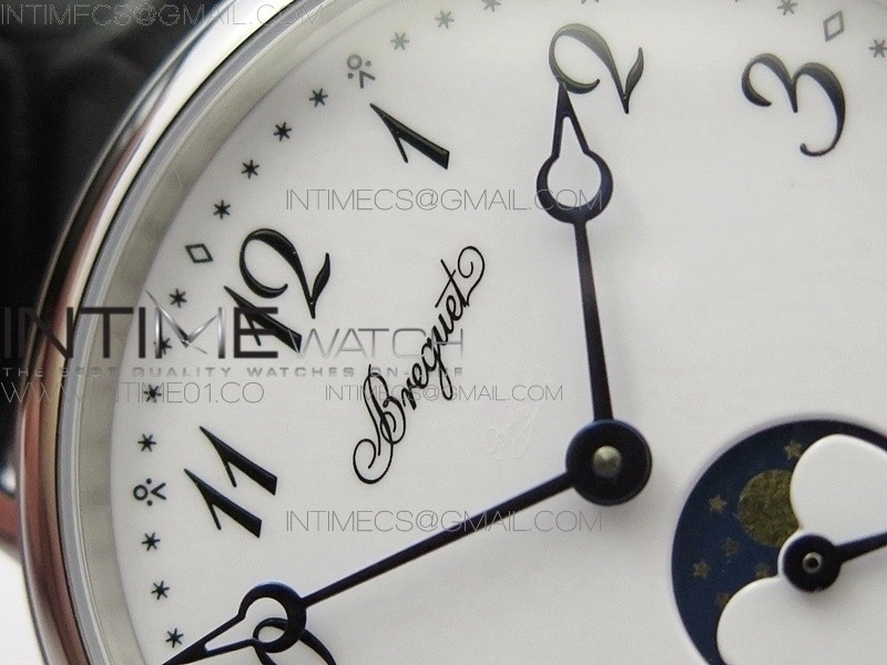 BG 9087BB Moonphase SS 1:1 Best Edition White Dial on Black Leather Strap Cal.770