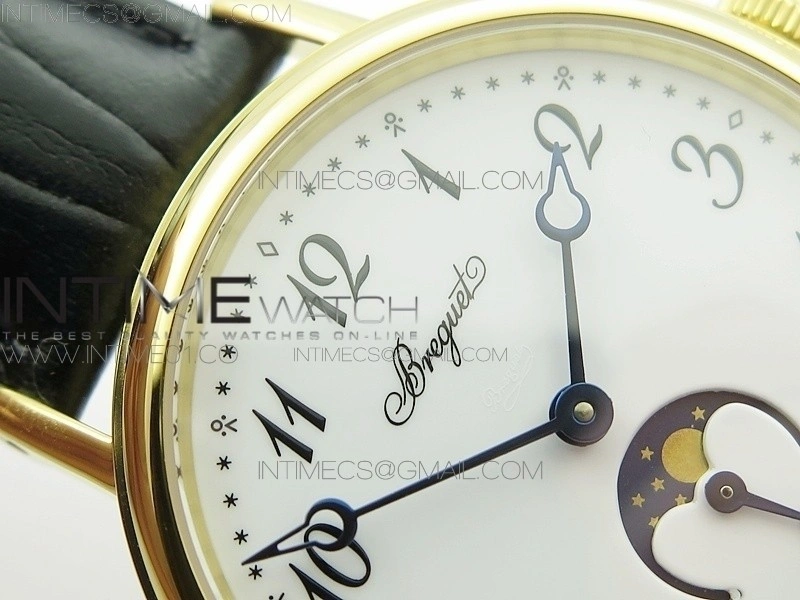 BG 9087BB Moonphase YG 1:1 Best Edition White Dial on Black Leather Strap Cal.770