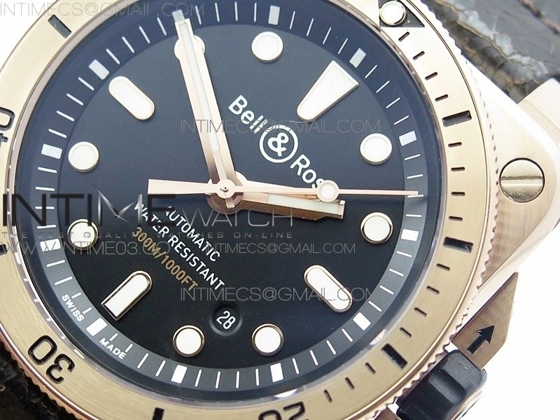 BR 03-92 Diver RG Black Dial on Rubber Strap MIYOTA 9015