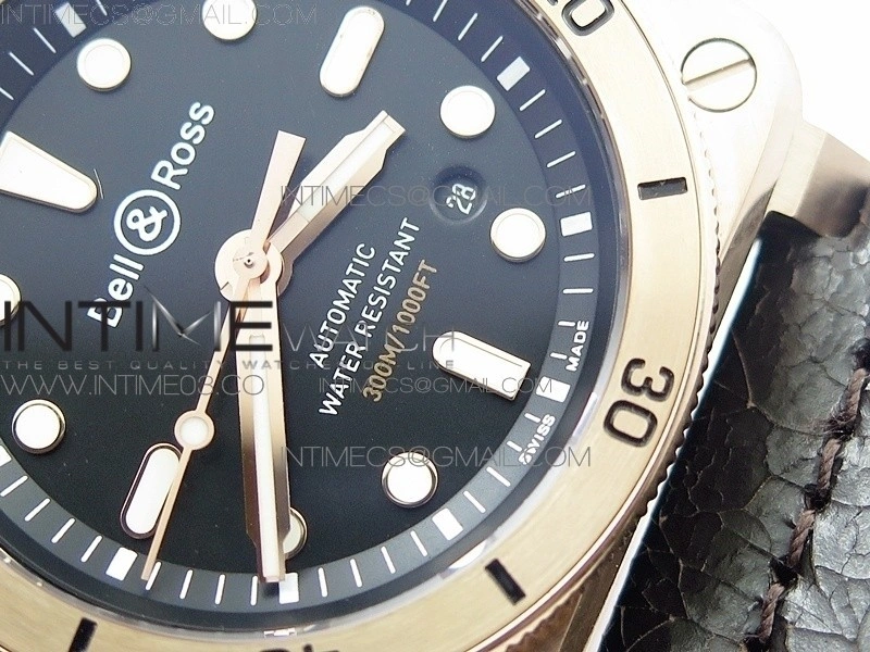 BR 03-92 Diver RG Black Dial on Rubber Strap MIYOTA 9015