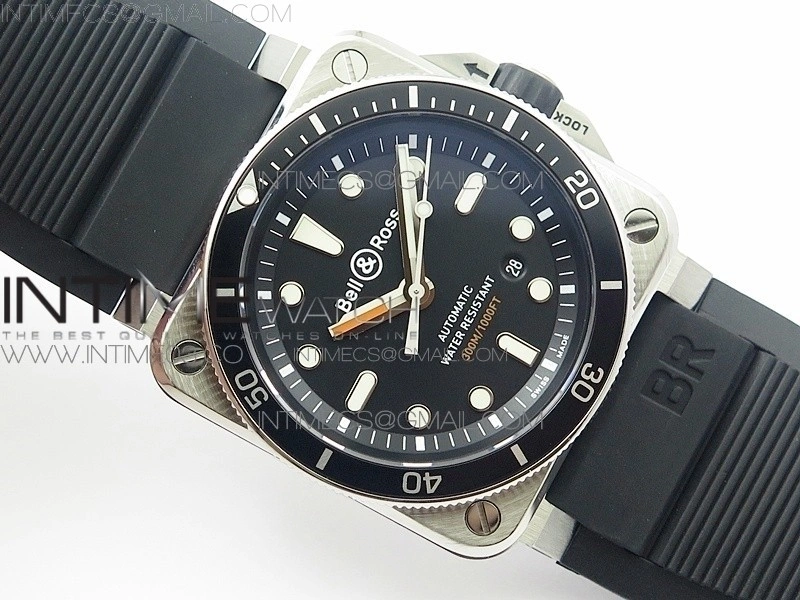 BR 03-92 Diver SS Black Dial on Rubber Strap MIYOTA 9015