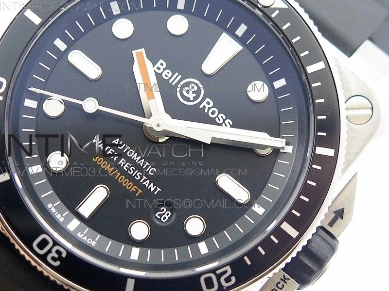 BR 03-92 Diver SS Black Dial on Rubber Strap MIYOTA 9015