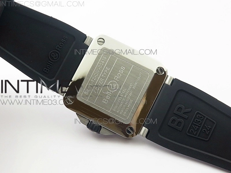 BR 03-92 Diver SS Black Dial on Rubber Strap MIYOTA 9015